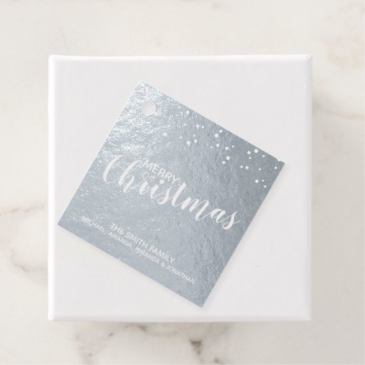 'Vrolijk kerstfeest' Elegant Silver Foil Bedankjes Labels (Met doos)