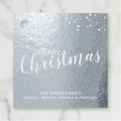 'Vrolijk kerstfeest' Elegant Silver Foil Bedankjes Labels (Voorkant)