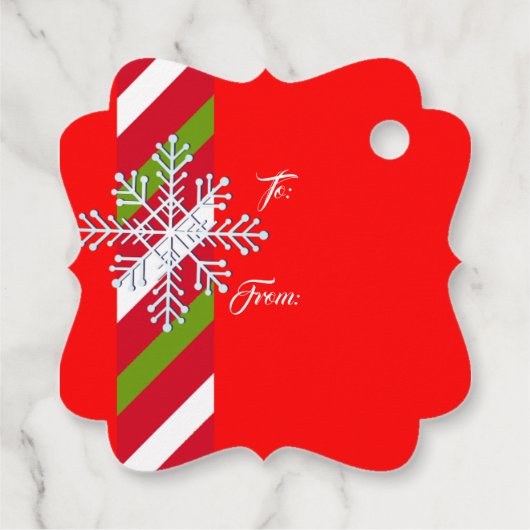 Vrolijk kerstfeest Elegant Snowflake Bedankjes Labels (Achterkant)