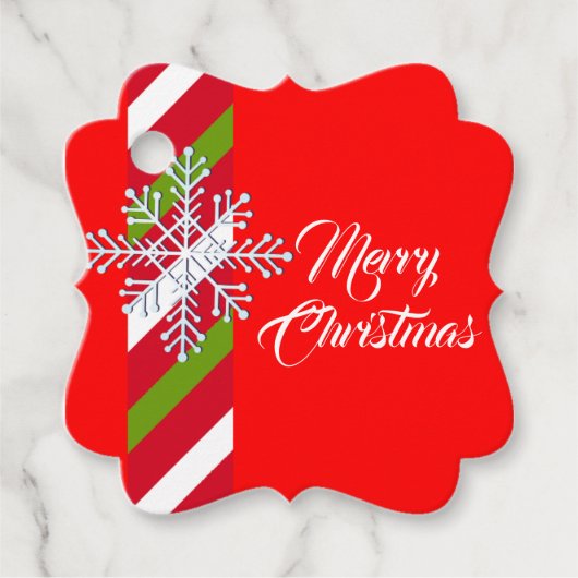 Vrolijk kerstfeest Elegant Snowflake Bedankjes Labels (Voorkant)