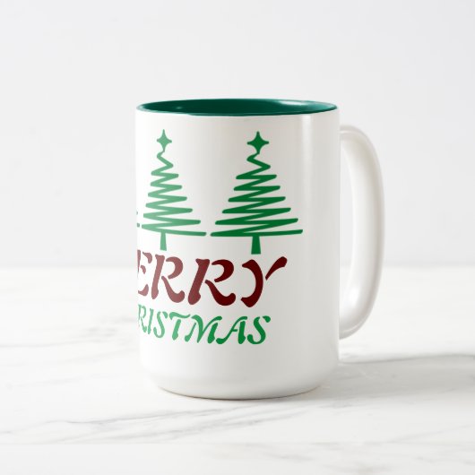Vrolijk Kerstfeest Elegant Tweekleurige Koffiemok (Voorkant rechts)