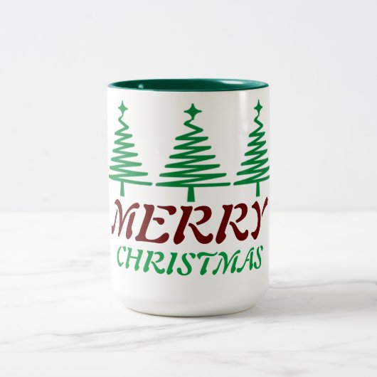 Vrolijk Kerstfeest Elegant Tweekleurige Koffiemok (Center)