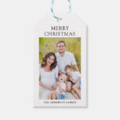 Vrolijk Kerstfeest Elegant Vakantie Groen Foto Cadeaulabel (Voorkant)