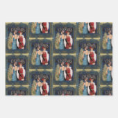 Vrolijk kerstfeest Elegant Vintage Retro Dames Inpakpapier Vel (Voorkant 2)
