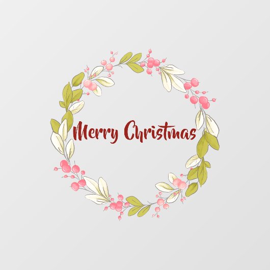 Vrolijk kerstfeest Elegant Waterverf Winter Wreath Raamsticker (Vel)
