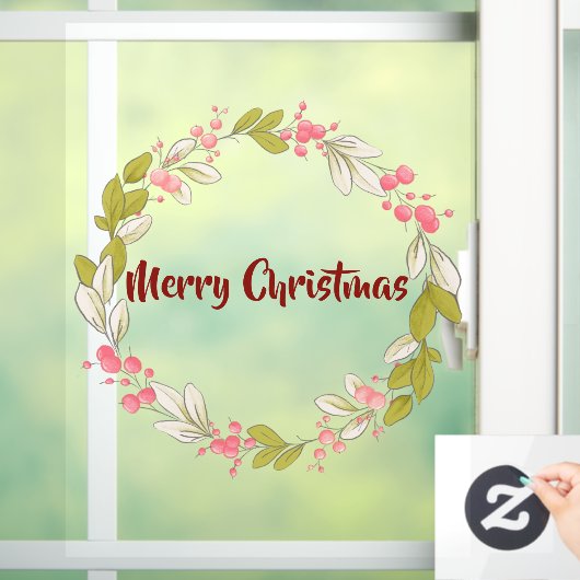 Vrolijk kerstfeest Elegant Waterverf Winter Wreath Raamsticker (Huis)