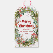 Vrolijk kerstfeest Elegant Waterverf Wreator Cadeaulabel (Voorkant)