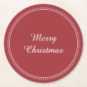 Vrolijk kerstfeest Elegant White en Red Milgrain Ronde Kartonnen Onderzetter (Voorkant)