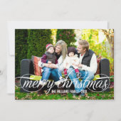 Vrolijk kerstfeest Elegant White Script Overlay Feestdagenkaart (Voorkant)