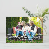 Vrolijk kerstfeest Elegant White Script Overlay Feestdagenkaart (Staand voorkant)