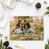 Vrolijk kerstfeest Elegant White Script Overlay Feestdagenkaart