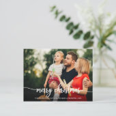 Vrolijk kerstfeest Elegant White Script Photo Holi Briefkaart (Staand voorkant)