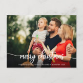 Vrolijk kerstfeest Elegant White Script Photo Holi Briefkaart (Voorkant)