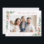 vrolijk kerstfeest elegant winter foliage feestdagenkaart<br><div class="desc">Een modern design met vetgedrukte tekst en rode trendy scriptletters met winterbladeren. Voel vrij om de foto en tekst van het vakantieafbeelding te personaliseren.</div>