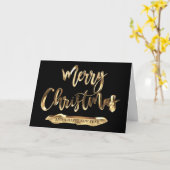 Vrolijk Kerstfeest Elegant Zwart Goud Script Vakan Kaart (Gele Bloem)