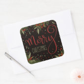 Vrolijk Kerstfeest Elegante Bloemendennen Inspiriv Vierkante Sticker (Envelop)