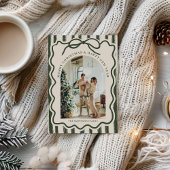 Vrolijk Kerstfeest Elegante Bow Foto Feestdagenkaart