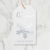Vrolijk Kerstfeest Elegante eenvoudige Snowflake c Cadeaulabels (Voorkant)