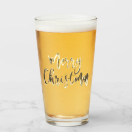 Vrolijk Kerstfeest Elegante Faux Goud Typografie C Glas