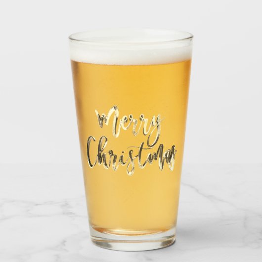 Vrolijk Kerstfeest Elegante Faux Goud Typografie C Glas (Voorkant gevuld)