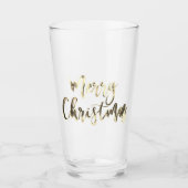 Vrolijk Kerstfeest Elegante Faux Goud Typografie C Glas (Voorkant)