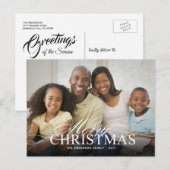 Vrolijk Kerstfeest Elegante Foto met Tekst Overlay Feestdagenkaart (Voorkant / Achterkant)