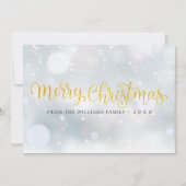 Vrolijk Kerstfeest Elegante Gouden Script Sneeuwvl Feestdagenkaart (Voorkant)