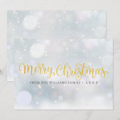 Vrolijk Kerstfeest Elegante Gouden Script Sneeuwvl Feestdagenkaart (Voorkant / Achterkant)