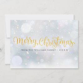 Vrolijk Kerstfeest Elegante Gouden Script Sneeuwvl Feestdagenkaart