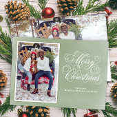 Vrolijk Kerstfeest Elegante Groene Foto Feestdagenkaart