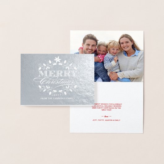 Vrolijk Kerstfeest Elegante Holly Krans Folie Kaarten (Display)