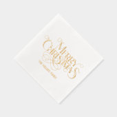 Vrolijk Kerstfeest Elegante Retro Typografie Folie Servetten (Rechts)