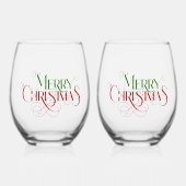 Vrolijk Kerstfeest Elegante Retro Typografie Wijnglas Zonder Voet (Voorkant)