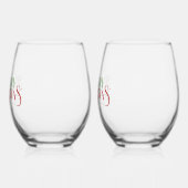 Vrolijk Kerstfeest Elegante Retro Typografie Wijnglas Zonder Voet (Links)