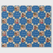 Vrolijk Kerstfeest Elegante Sneeuwvlok Foto Blauw Cadeaupapier (Vlak)