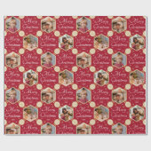 Vrolijk Kerstfeest Elegante Sneeuwvlok Foto Deep R Cadeaupapier (Vlak)