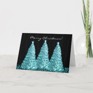 Vrolijk Kerstfeest Elegante Turquoise Sparkle Tree Feestdagen Kaart