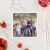 Vrolijk Kerstfeest Elegante Typografie Fotonaam Servet (Insitu)