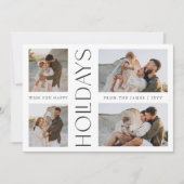 Vrolijk kerstfeest| Elegante vier foto collage Feestdagenkaart (Voorkant)