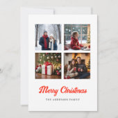 vrolijk kerstfeest | Elegante vier fotocollage Feestdagenkaart (Voorkant)
