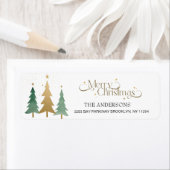 Vrolijk kerstfeest Elegante Waterverf pijnbomen Etiket (Insitu)