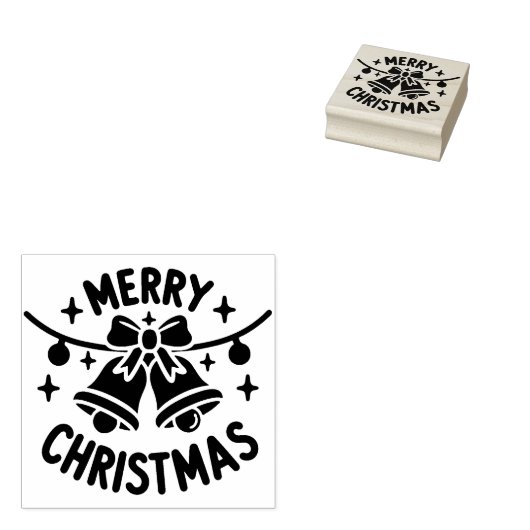 Vrolijk Kerstfeest Elegante Winter Feestdagen Bell Rubberstempel (Gestempeld)