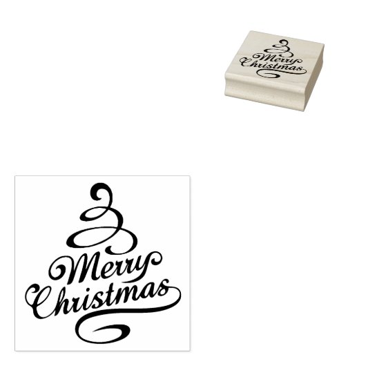 Vrolijk Kerstfeest Elegante Winter Feestdagen Tree Rubberstempel (Gestempeld)