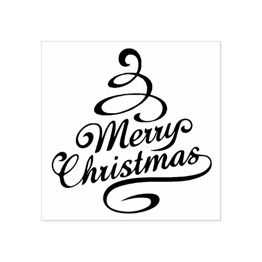 Vrolijk Kerstfeest Elegante Winter Feestdagen Tree Rubberstempel (Afrduk)