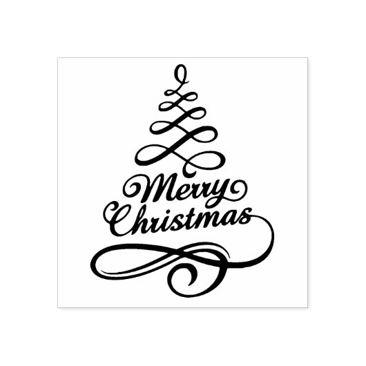 Vrolijk Kerstfeest Elegante Winter Feestdagen Tree Rubberstempel (Afrduk)