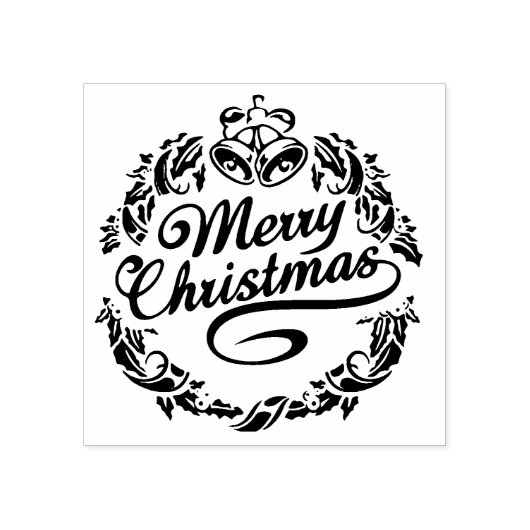 Vrolijk Kerstfeest Elegante Winter Feestdagen Tree Rubberstempel (Afrduk)