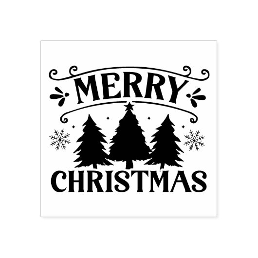 Vrolijk Kerstfeest Elegante Winter Feestdagen Tree Rubberstempel (Afrduk)