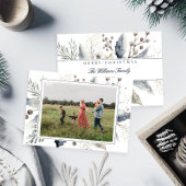 Vrolijk Kerstfeest Elegante Winter Waterverf Bloem Feestdagenkaart