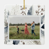 Vrolijk Kerstfeest Elegante Winter Waterverf Bloem Keramisch Ornament (Achterkant)