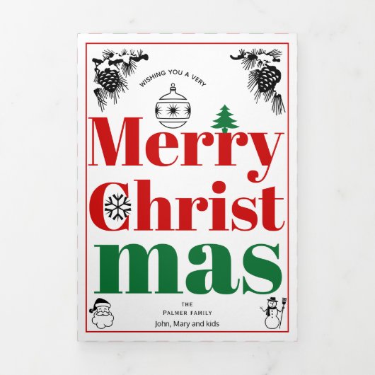 Vrolijk kerstfeest  elementen vet typografie drieluik wenskaart (Cover)